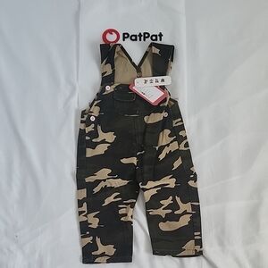 PatPat Kids Black and Tan Camouflage Overalls